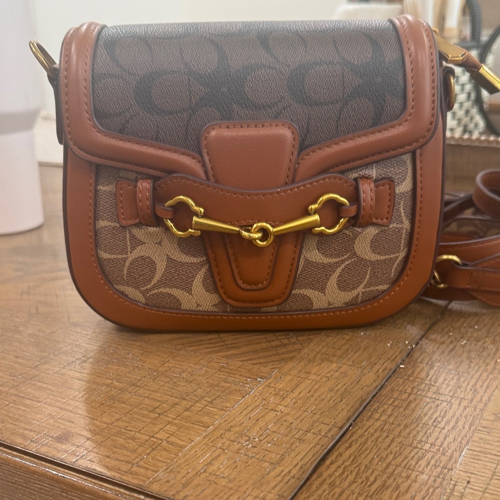 Coach Signature Brown and Tan Crossbody Bag
